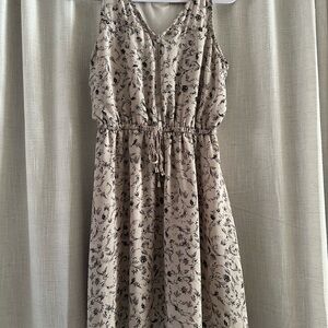 Maurices Beige and Black Floral Midi Dress